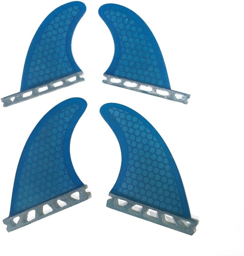 UP SURF UPSURF Single Tab Surfboard Fin Fiberglass+Honeycomb Quad fin S/M Size (Blue G5+GL) - Image 1